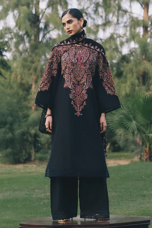 Black Embroidered 3-Piece Suit