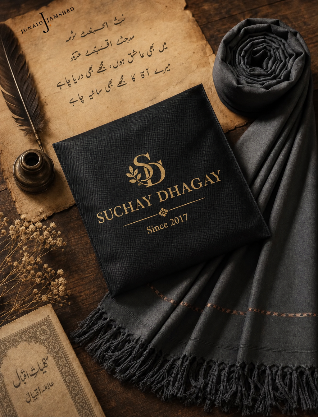 J. Premium Men's Pure Wool Shawl