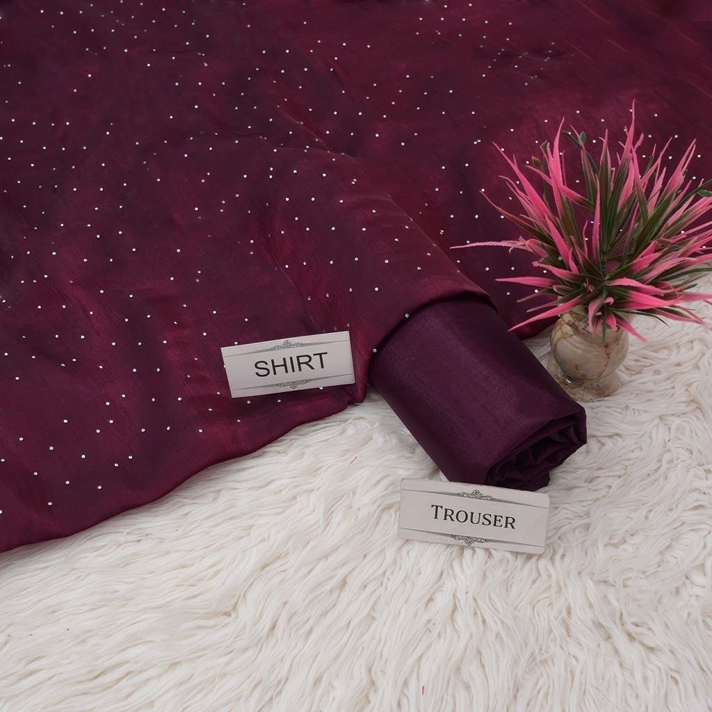 Shesha Silk Party Wear 2-Piece Stone Work Suit